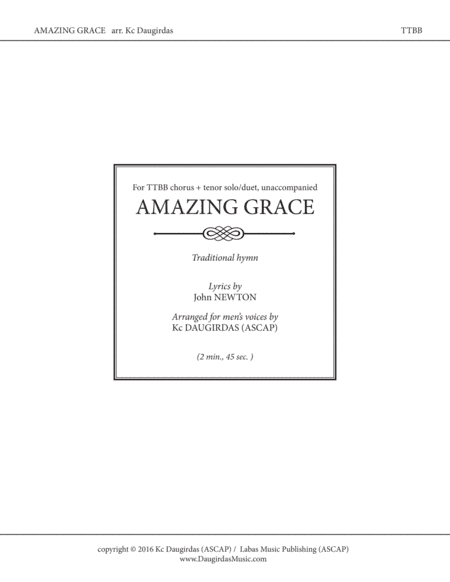 Amazing Grace [TTBB chorus + soloists] (arr. Kc Daugirdas)