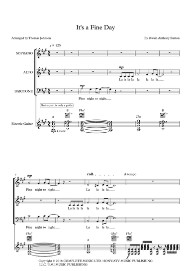 It's A Fine Day (arr. Thomas Johnson)