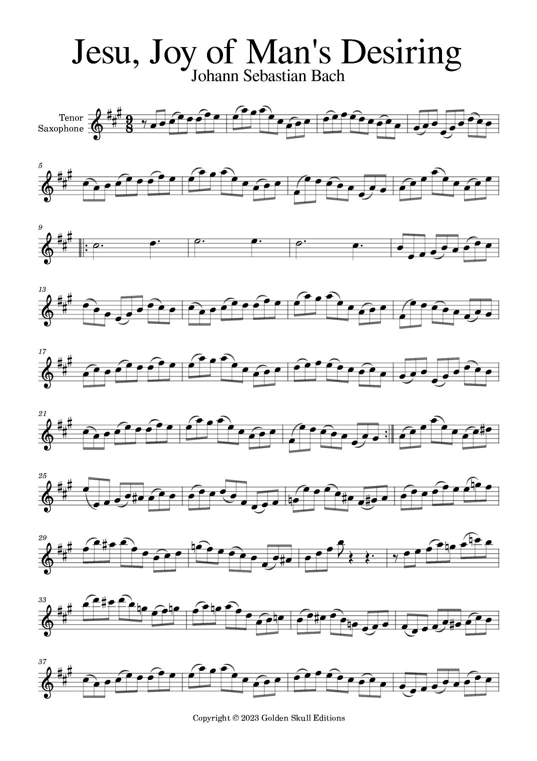 Jesu, Joy of Man's Desiring (arr. Golden Skull Editions)
