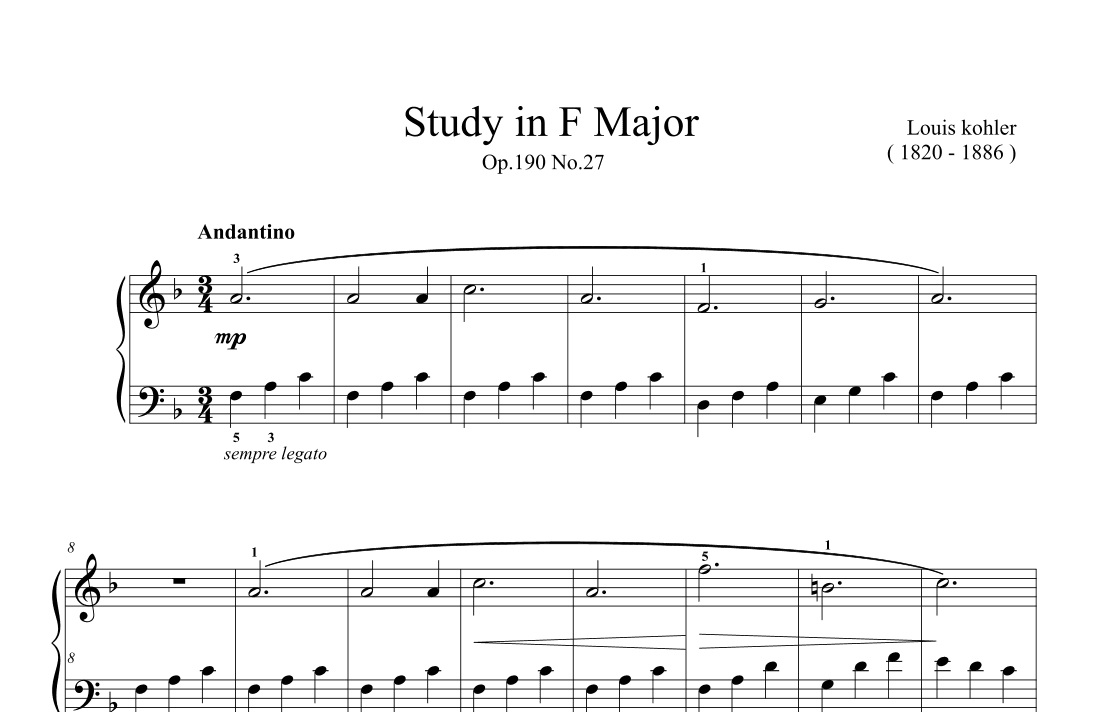 Kohler Study in F Major Op.190 No.27 (arr. Ben Choupak)