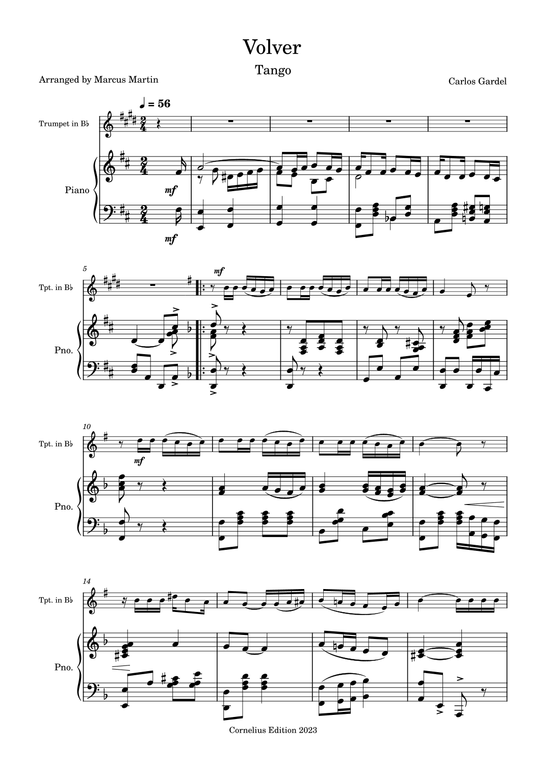 Volver for Trumpet and Piano (arr. Marcus Martin)