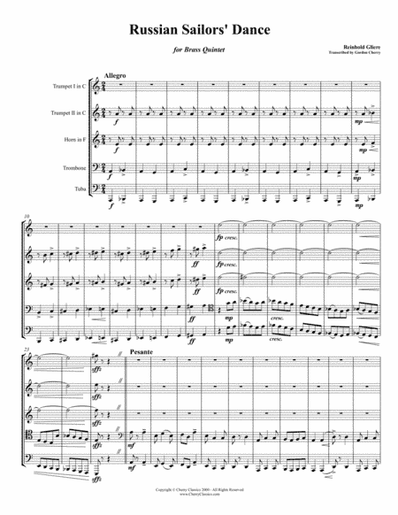 Russian Sailors’ Dance Quintet for Brass Quintet (arr. Gordon Cherry)