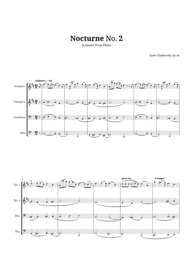 Nocturne by Chopin for Brass Quartet (arr. Langanho)