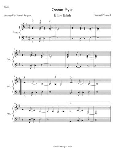 Ocean Eyes (arr. Samuel Jacques)