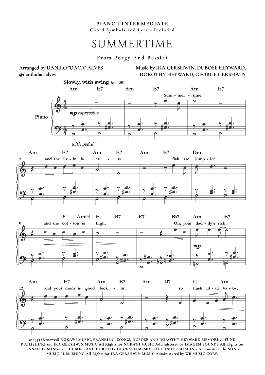 Summertime (arr. Danilo "Daca" Alves)
