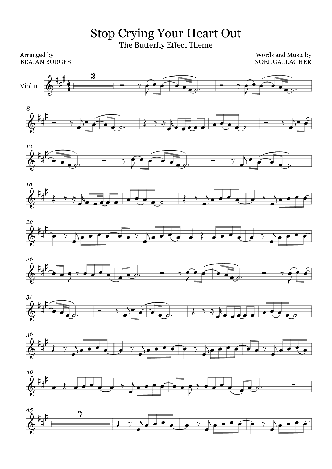 Stop Crying Your Heart Out (arr. Braian Borges)