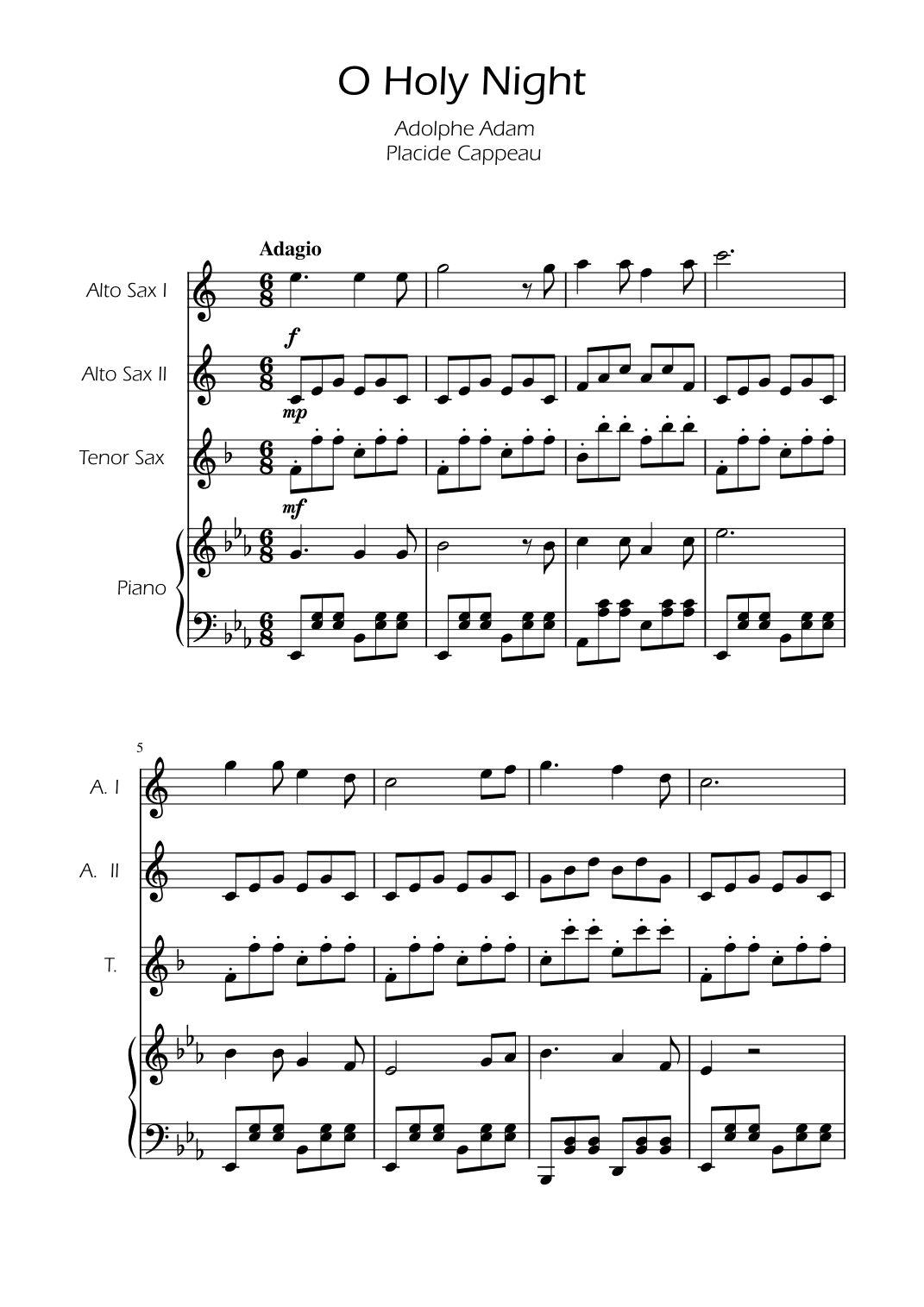 O Holy Night - Sax Trio w/ Piano (arr. Ygor Nunes)