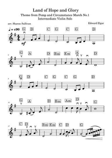 Land of Hope and Glory (Intermediate violin) (arr. Sharon Sullivan)