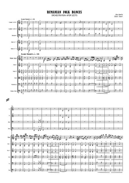 Béla Bartók - Romanian folk dances - arrangement for violin solo and orchestra (arr. Apor Szüts)