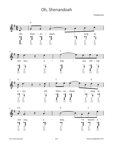 Oh, Shenandoah (arr. songbooks.info)