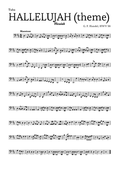 Aleluia (HALLELUJAH), of the Messiah - for Tuba and accompaniment (arr. Leyandder Trustworthy)