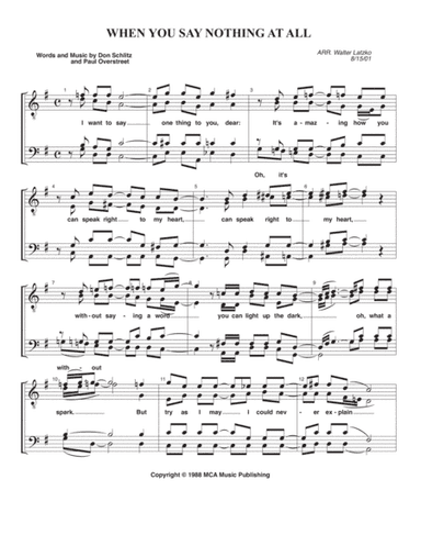 When You Say Nothing At All (arr. Walter Latzko)