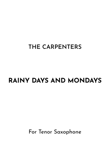 Rainy Days And Mondays (arr. Jireh J.)