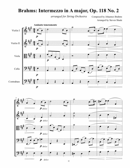 Brahms Intermezzo in A major, Op. 118 No. 2 (arr. Steven Shade)