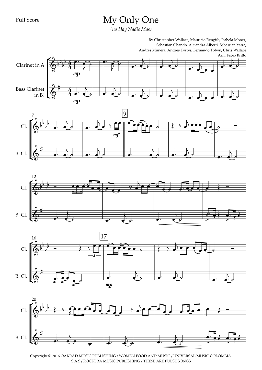 My Only One (no Hay Nadie Mas) (arr. Ottirb Sage)