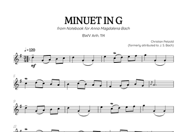 Petzold (Bach) Minuet in G BWV Anh 114 | flute solo (arr. Benzaiten Editions)