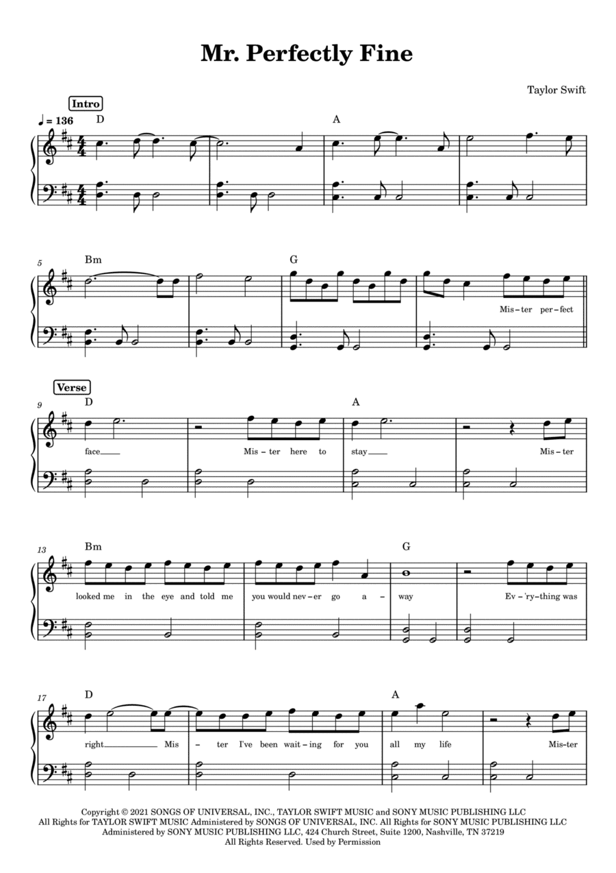 Mr. Perfectly Fine (arr. Anacrusa)