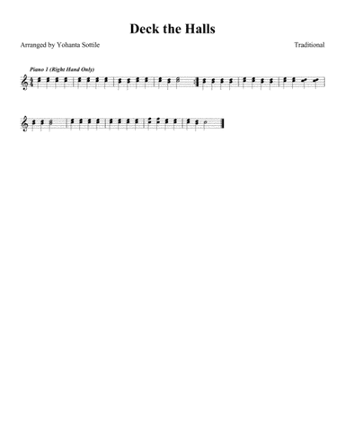 Deck the Halls (Very Easy 3 Hands - 2 Childrens) (arr. Yohanta Sottile)