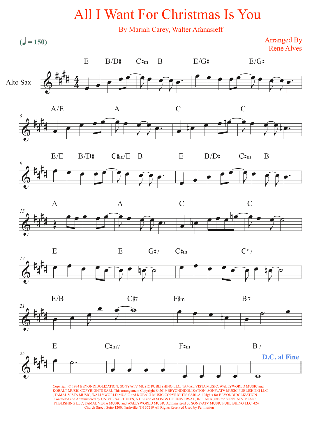 All I Want For Christmas Is You (arr. Rene Alves)