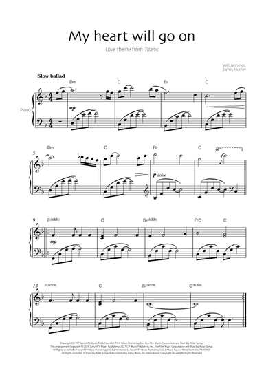 My Heart Will Go On (love Theme From 'titanic') (arr. Robin Hood Editions)