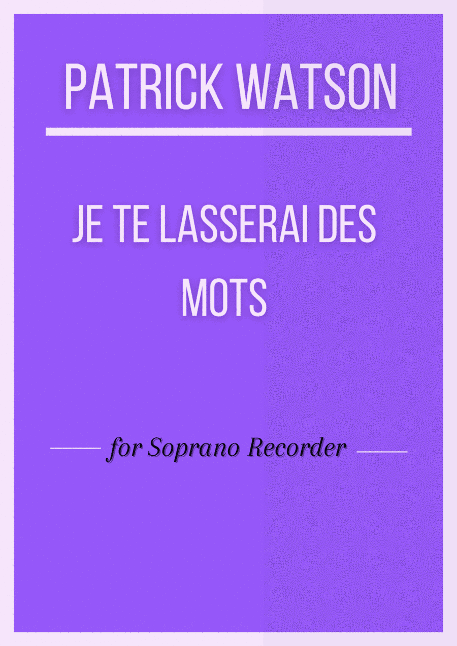 Je Te Laisserai Des Mots (arr. André Laitano)