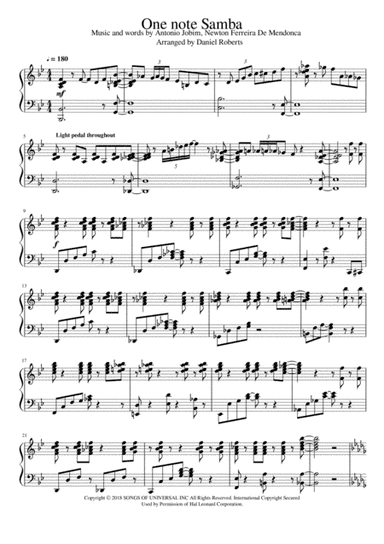 One Note Samba (samba De Uma Nota So) (arr. Daniel Roberts)