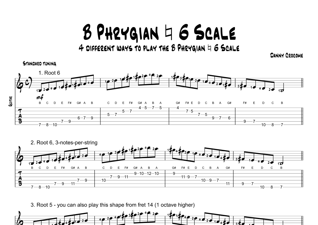 B Phrygian Natural 6 Scale (4 Ways to Play)