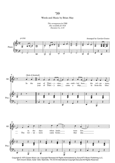 '39 (arr. Carolyn Goates)