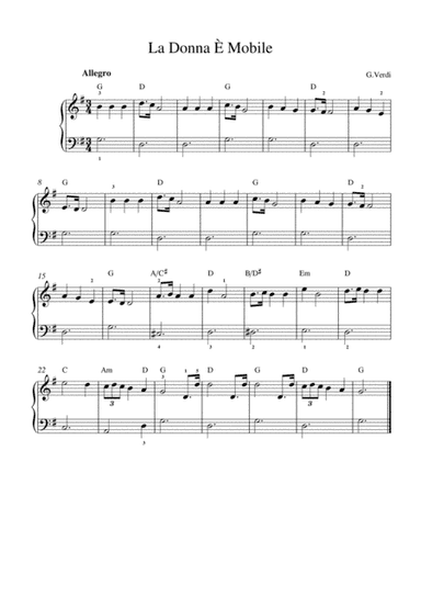 La Donna È Mobile (Easy Version) (arr. Kaiserin Rebecca)