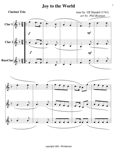 Joy to the World-Clarinet Trio (arr. Phil Beaman)