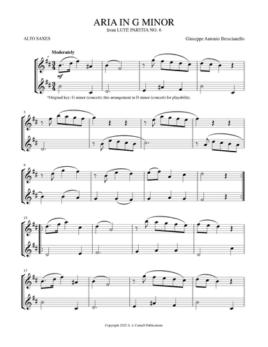 Aria in G Minor (from Lute Partita No. 6) (arr. Mark Phillips)