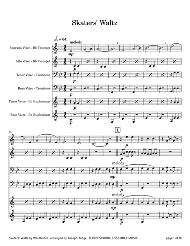Skaters' Waltz by Waldteufel for Brass Quartet in Schools (arr. Joseph Judge)