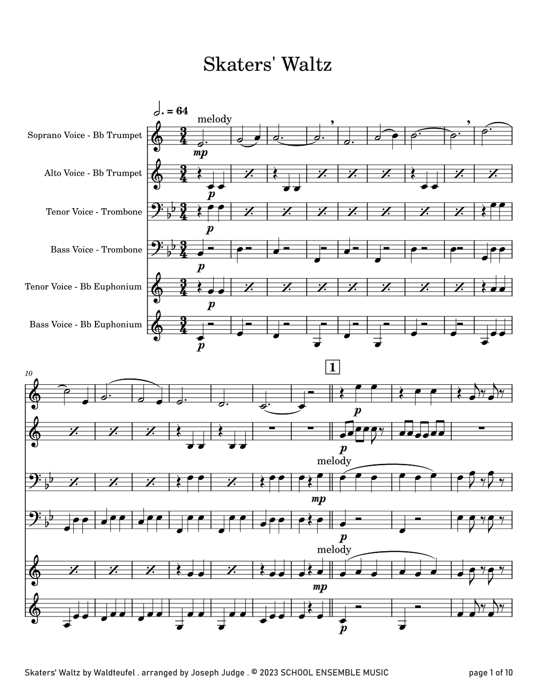 Skaters' Waltz by Waldteufel for Brass Quartet in Schools (arr. Joseph Judge)