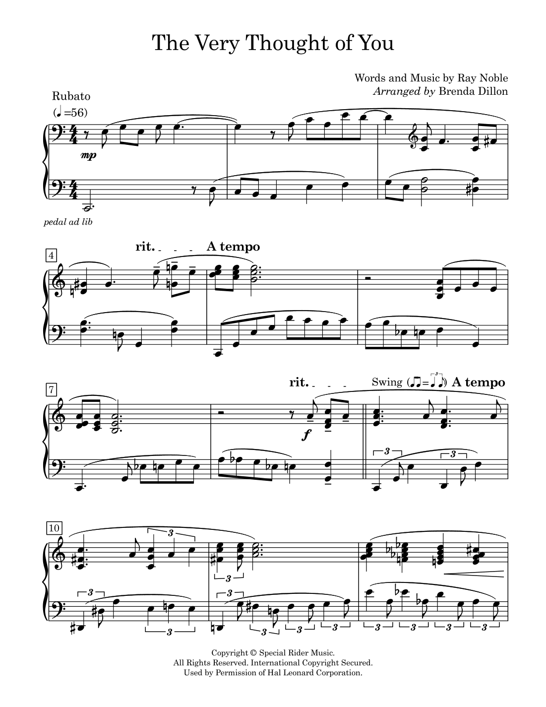 The Very Thought Of You (arr. Brenda Dillon)