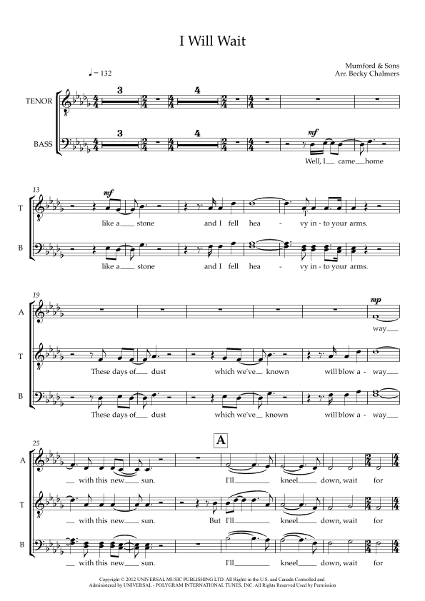 I Will Wait (arr. Becky Chalmers)