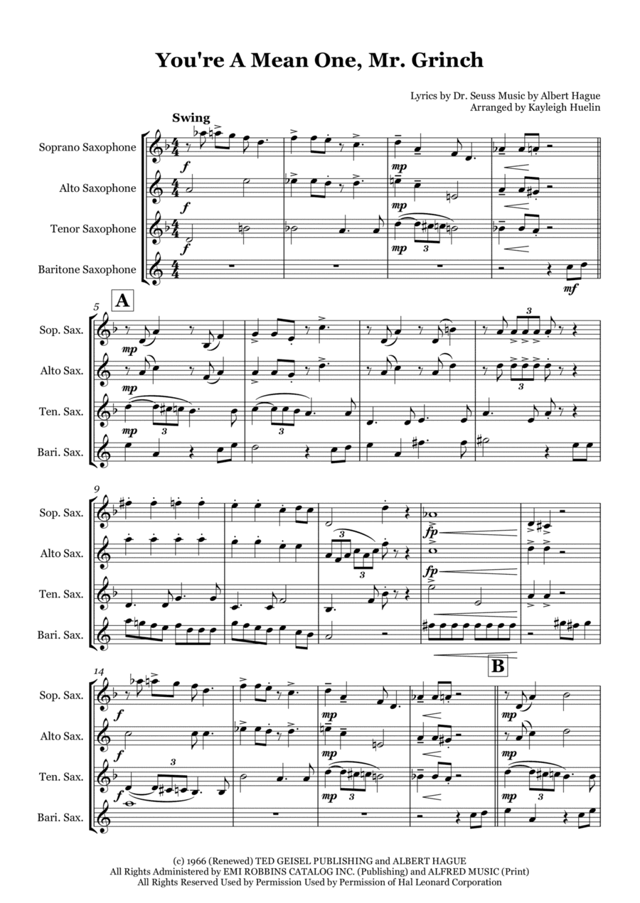 You're A Mean One, Mr. Grinch (arr. Kayleigh Huelin)