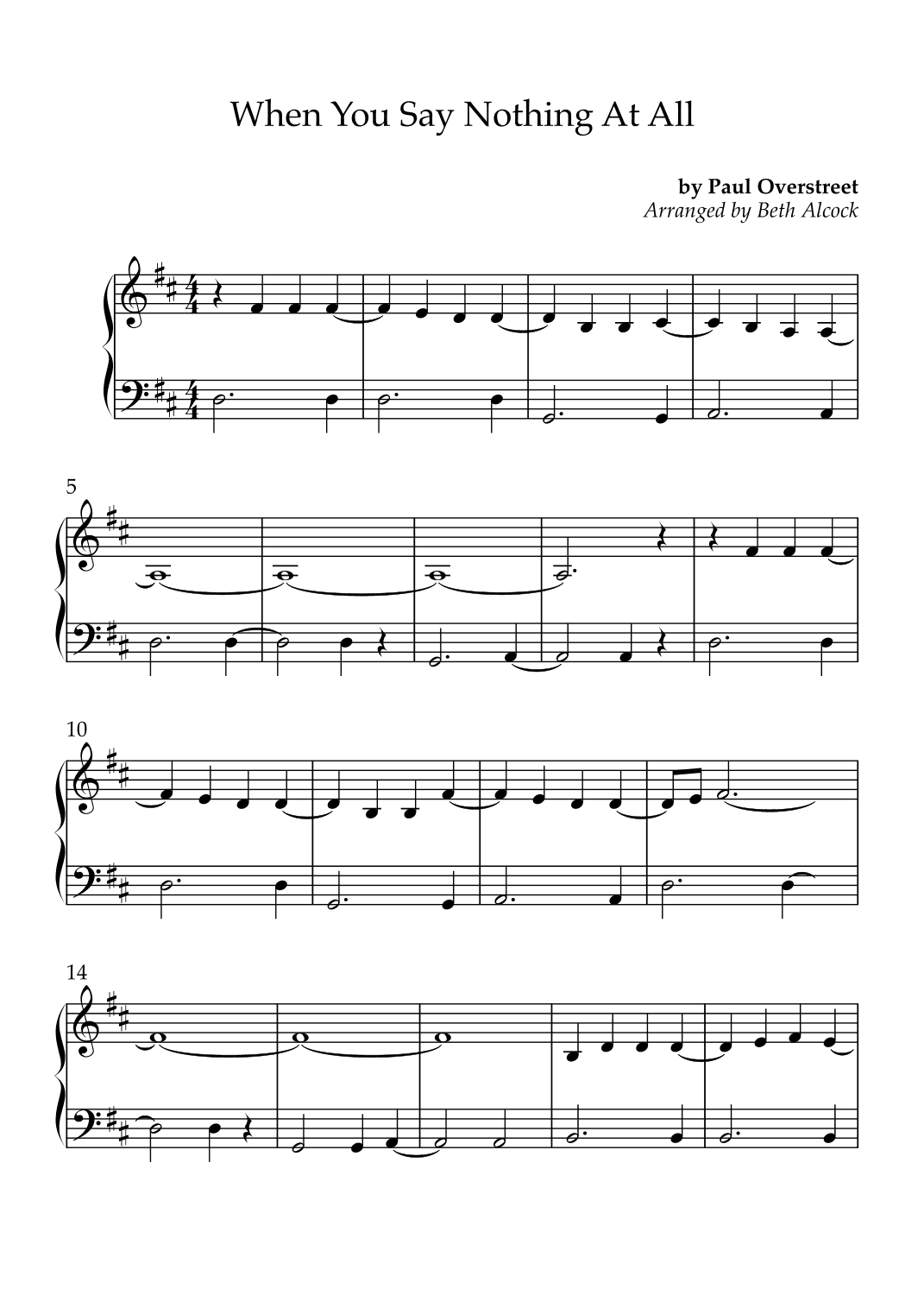 When You Say Nothing At All (arr. Beth Alcock)