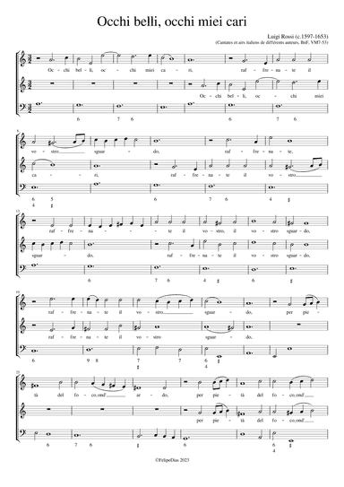 Occhi belli, occhi miei cari (A minor) (arr. Early Music Scores)