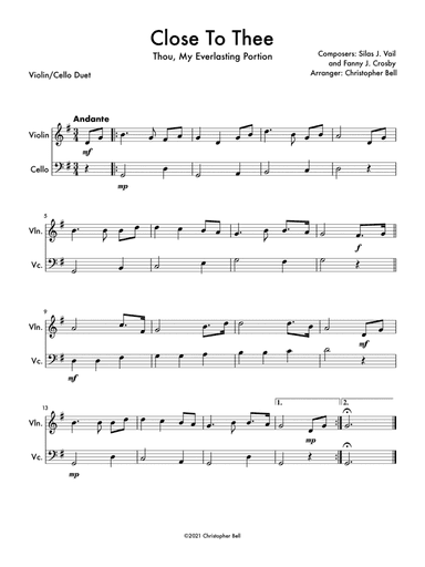 Close To Thee - Violin/Cello Duet (arr. Christopher Bell)