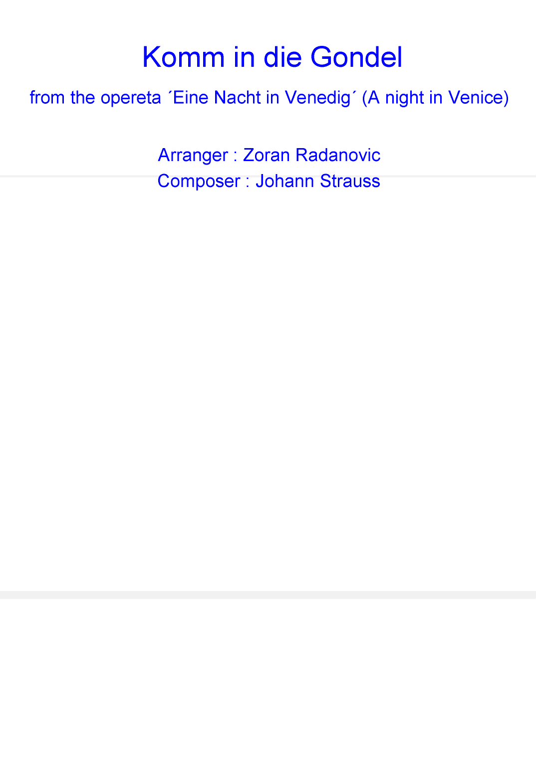 Komm in die Gondel - for accordion (arr. Zoran Radanovic)