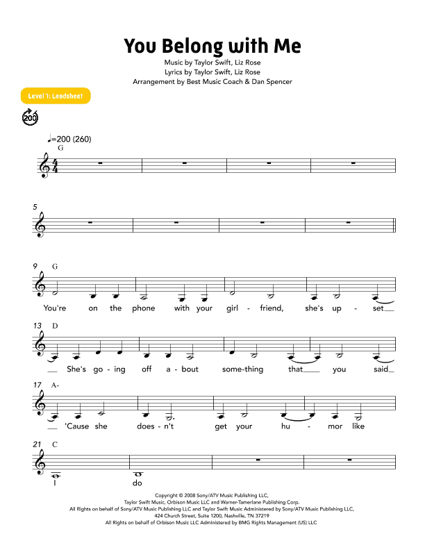 You Belong With Me (arr. Best Music Coach)