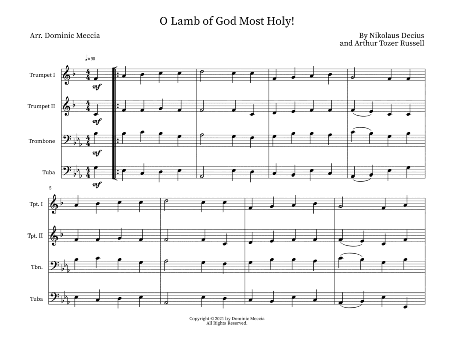 O Lamb of God Most Holy! (arr. Dominic Meccia)