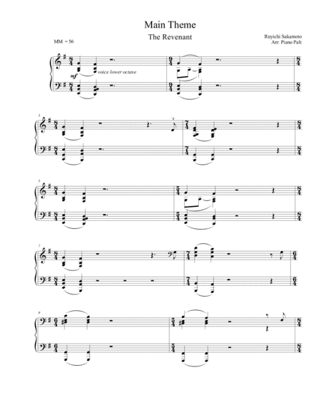 The Revenant Main Theme (arr. Piano Palt)
