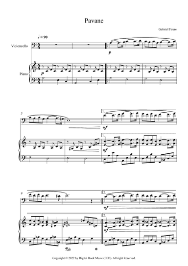 Pavane - Gabriel Faure (Cello + Piano) (arr. Digital Book Music)