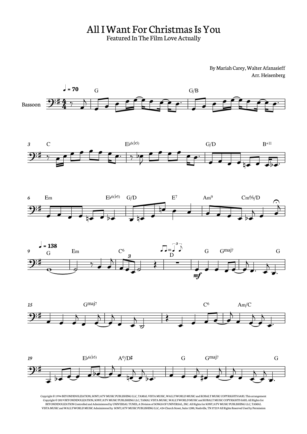 All I Want For Christmas Is You (arr. Heisenberg)