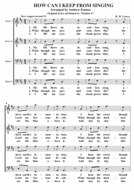 How Can I Keep From Singing A Cappella TTBB [original lyrics] (arr. Andrew Emmet)