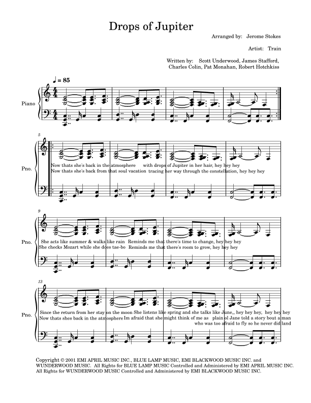 Drops Of Jupiter (tell Me) (arr. Jerome Stokes)
