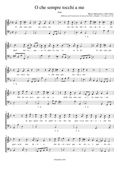 O che sempre tocchi a me (arr. Early Music Scores)