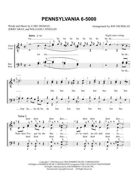 Pennsylvania 6-5000 (arr. Jon Nicholas)