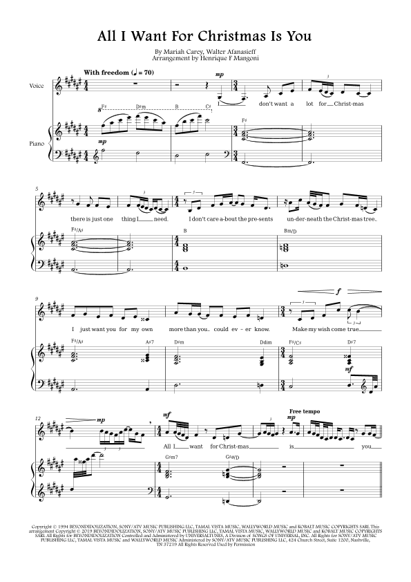 All I Want For Christmas Is You (arr. Henrique F Mangoni)